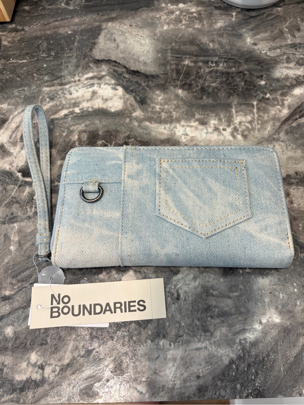 No Boundaries Light Denim Wristlet Wallet